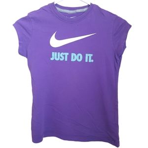 Nike Girl's Just Do It Purple Short Sleeve Shirt, Sz M 8.